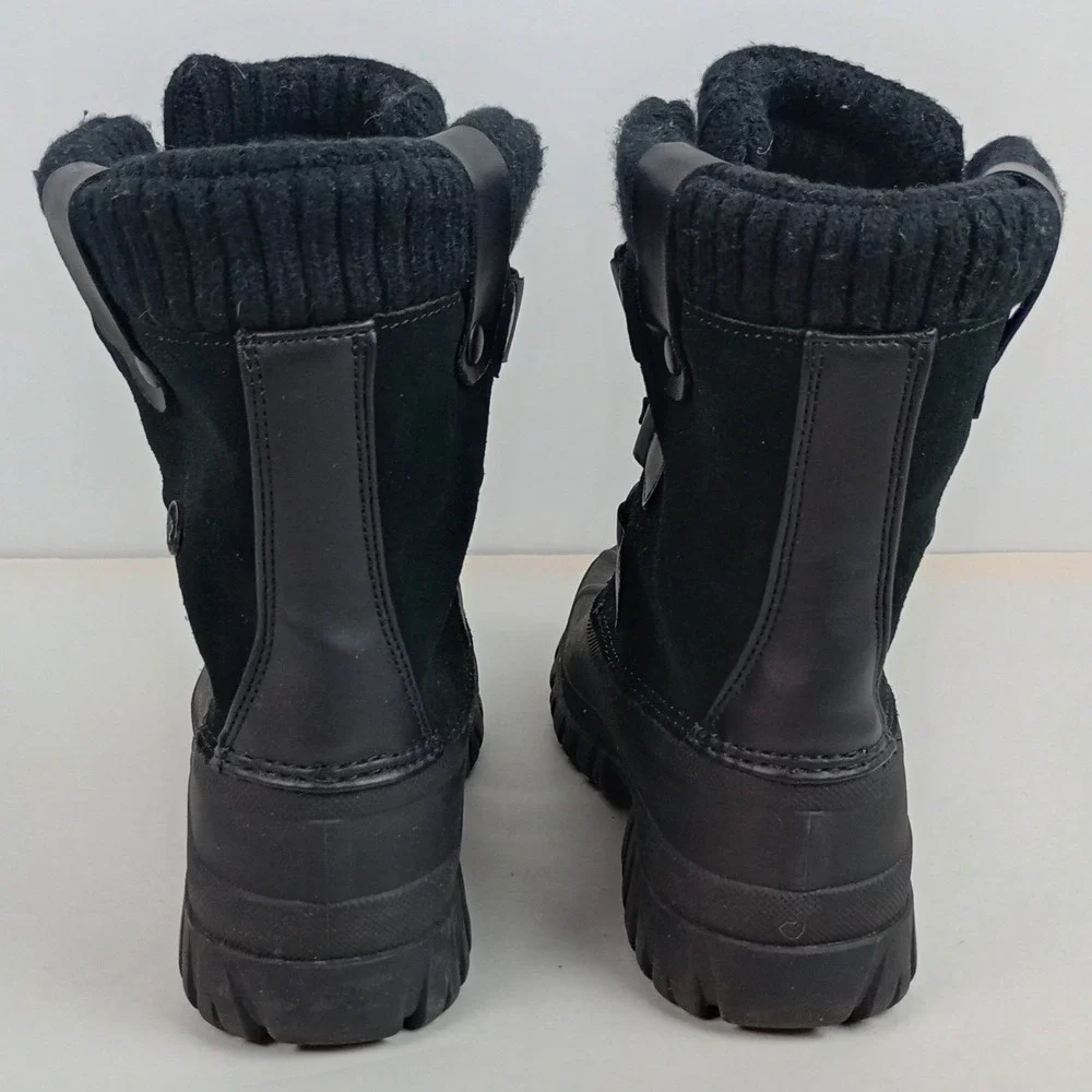 Lugz Womens 7 Black Leather Faux Fur Waterproof Winter Snow Storm Boots